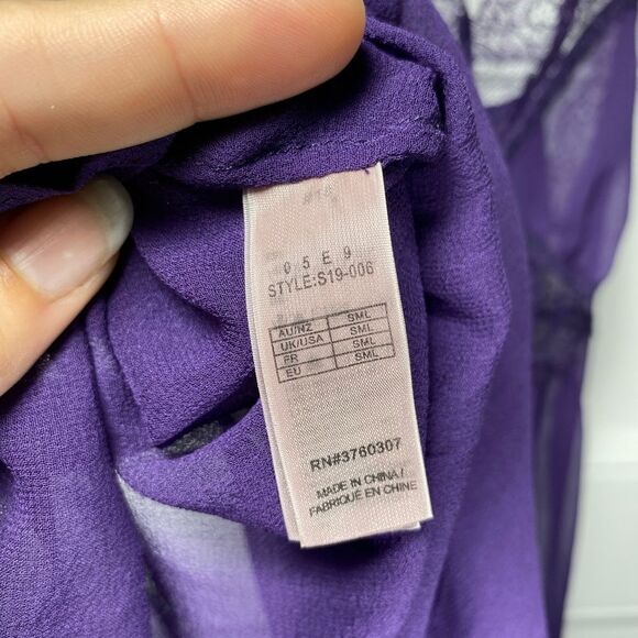 Stella McCartney Silk Sheer Camisole Lingerie Top with Lace Detail Purple Small - Picture 11 of 13